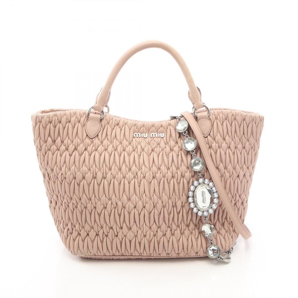 Miu Miu Matelasse Crystal Handbag Leather Pink
